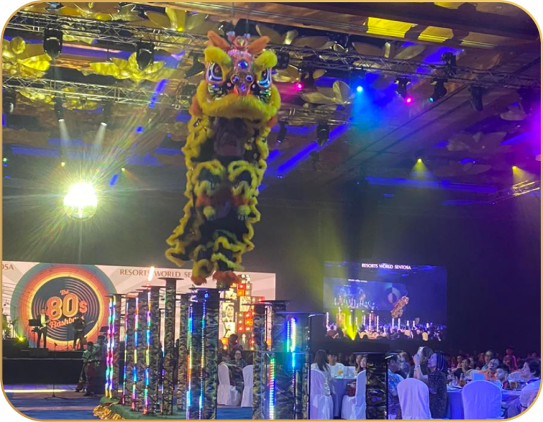 lion dance on led high poles